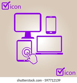 Smartphone computer tablet netbook symbol. Flat design.