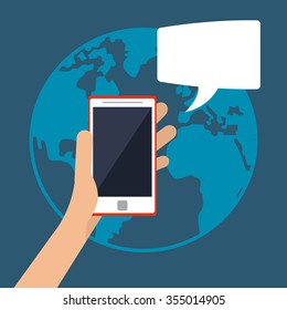 Smartphone concept with communication icon design, vector illustration 10 eps graphic.