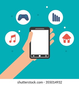 Smartphone concept with communication icon design, vector illustration 10 eps graphic.