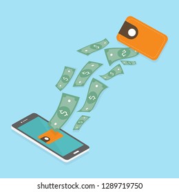 Smartphone concept flat style, Make money online, vector illustration.