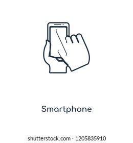 Smartphone concept line icon. Linear Smartphone concept outline symbol design. This simple element illustration can be used for web and mobile UI/UX.