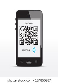 Smartphone concept with a qr code scanning.