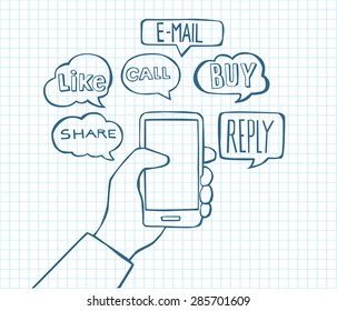 Smartphone concept - shopping online, networking, communicating via internet and smartphones.
