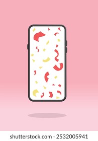 Smartphone Confetti Inside Screen Congratulation Party