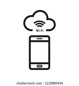 Smartphone connect to cloud storage. Simple flat design. Isolate on white background.
