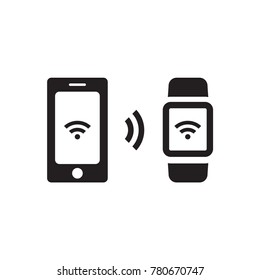 Smartphone connect to Smart watch vector. Isolate on white bakground.