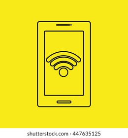smartphone connected to the internet by WiFi isolated icon design, vector illustration  graphic 
