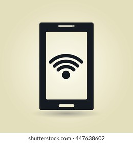 smartphone connected to the internet by WiFi isolated icon design, vector illustration  graphic 