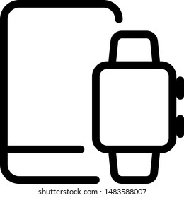 Smartphone connected with smartwatch isolated on white background