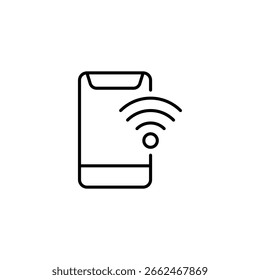 Smartphone Conectado A La Red Inalámbrica, Diseño De Arte De Línea Minimalista