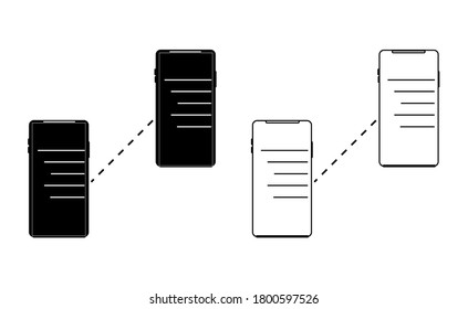 Smartphone connection linear icon vector, black and white version