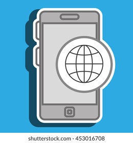 smartphone and connection world isolated icon design, vector illustration  graphic 
