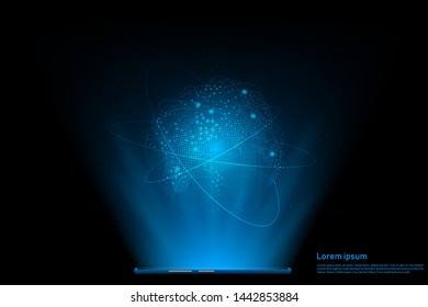Smartphone connection world together.Futuristic concept.vector and illustration