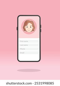 Smartphone Contact Page Woman Personal Information