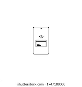 Smartphone contactless payment simple thin line icon vector illustration
