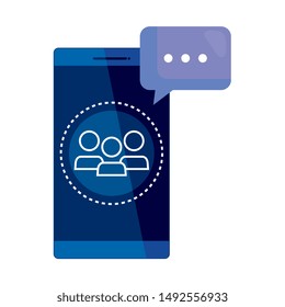 smartphone with contacts and speech bubbles