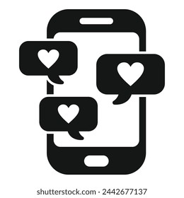 Smartphone content likes icon simple vector. Online search. View new blog