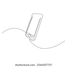 Smartphone continuous line. Continuous one line drawing smartphone. Technology, device  concept. Single line drawing