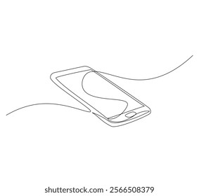 Smartphone continuous line. Continuous one line drawing smartphone. Technology, device  concept. Single line drawing