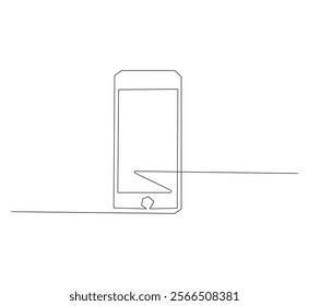 Smartphone continuous line. Continuous one line drawing smartphone. Technology, device  concept. Single line drawing