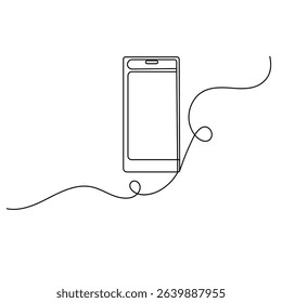 Smartphone continuous one line drawing outline vector icon 