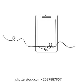 Smartphone continuous one line drawing outline vector icon 