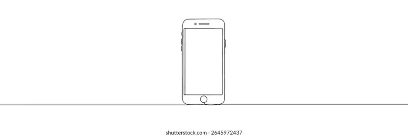 Smartphone continuous one line drawing. Cellular phone sign in simple linear style. Vector illustration.