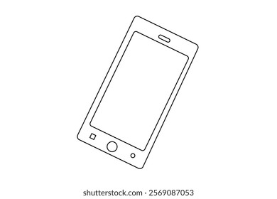 Smartphone continuous single line art and isolated outline vector illustration