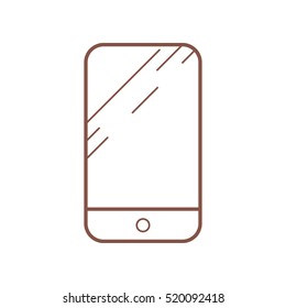 Smartphone. Contour vector icons. Brown