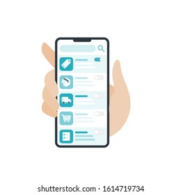 smartphone controlled application list 2d vector
