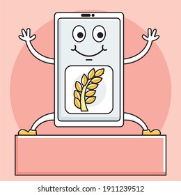 Smartphone With Corn And Paddy Picture, Can Use To Be An Icon, Logo And So On.