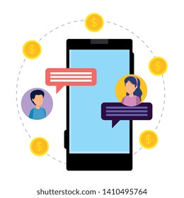 smartphone with couple chatting application