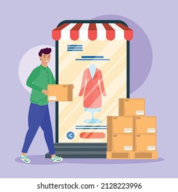 smartphone con envío online de cajas de elevación de correo