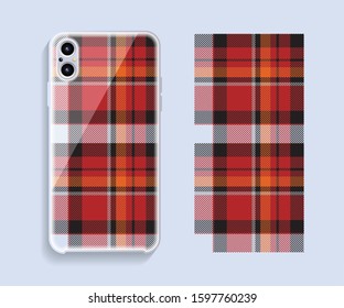 Smartphone cover design vector mockup. Template geometric pattern for mobile phone back part. Flat design.