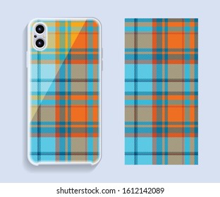 Smartphone cover design vector mockup. Template geometric pattern for mobile phone back part. Flat design.