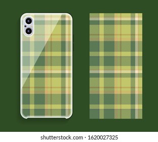 Smartphone cover design vector mockup. Template geometric pattern for mobile phone back part. Flat design.