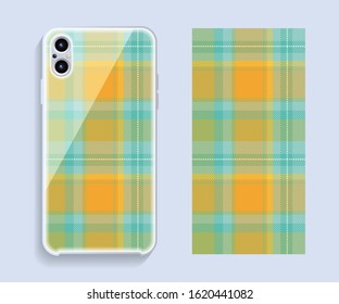 Smartphone cover design vector mockup. Template geometric pattern for mobile phone back part. Flat design.