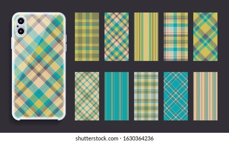 Smartphone cover design vector mockup. Template geometric pattern for mobile phone back part. Flat design.