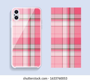 Smartphone cover design vector mockup. Template geometric pattern for mobile phone back part. Flat design.