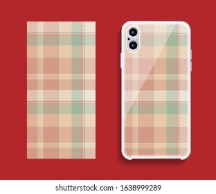 Smartphone cover design vector mockup. Template geometric pattern for mobile phone back part. Flat design.