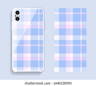 Smartphone cover design vector mockup. Template geometric pattern for mobile phone back part. Flat design.