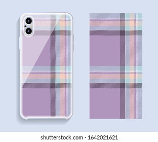 Smartphone cover design vector mockup. Template geometric pattern for mobile phone back part. Flat design.