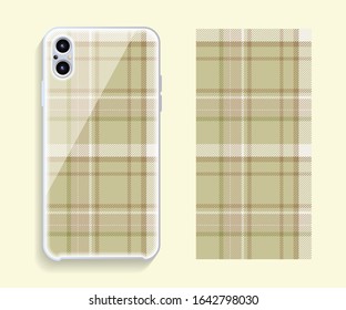 Smartphone cover design vector mockup. Template geometric pattern for mobile phone back part. Flat design.