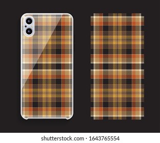 Smartphone cover design vector mockup. Template geometric pattern for mobile phone back part. Flat design.