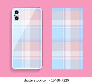 Smartphone cover design vector mockup. Template geometric pattern for mobile phone back part. Flat design.