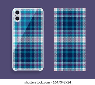 Smartphone cover design vector mockup. Template geometric pattern for mobile phone back part. Flat design.