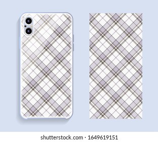 Smartphone cover design vector mockup. Template geometric pattern for mobile phone back part. Flat design.