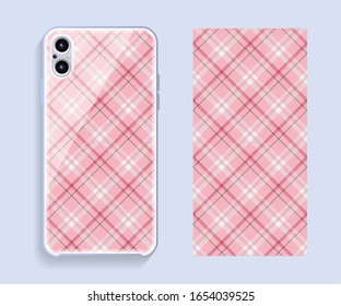 Smartphone cover design vector mockup. Template geometric pattern for mobile phone back part. Flat design.