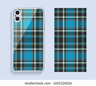 Smartphone cover design vector mockup. Template geometric pattern for mobile phone back part. Flat design.