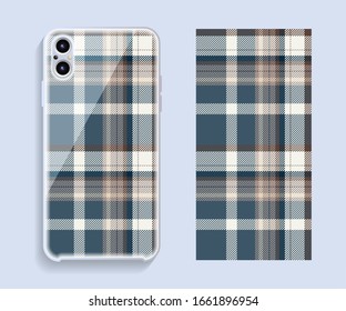 Smartphone cover design vector mockup. Template geometric pattern for mobile phone back part. Flat design.